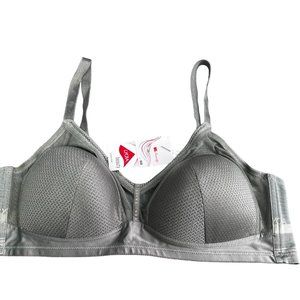 Lycra Beauty Bra Gray 34B Mesh Back Closure Underwire Free Adjustable Strap NWT
